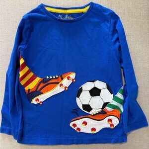 Mini Boden Royal Blue Soccer & Cleat Appliqué Long Sleeve Top